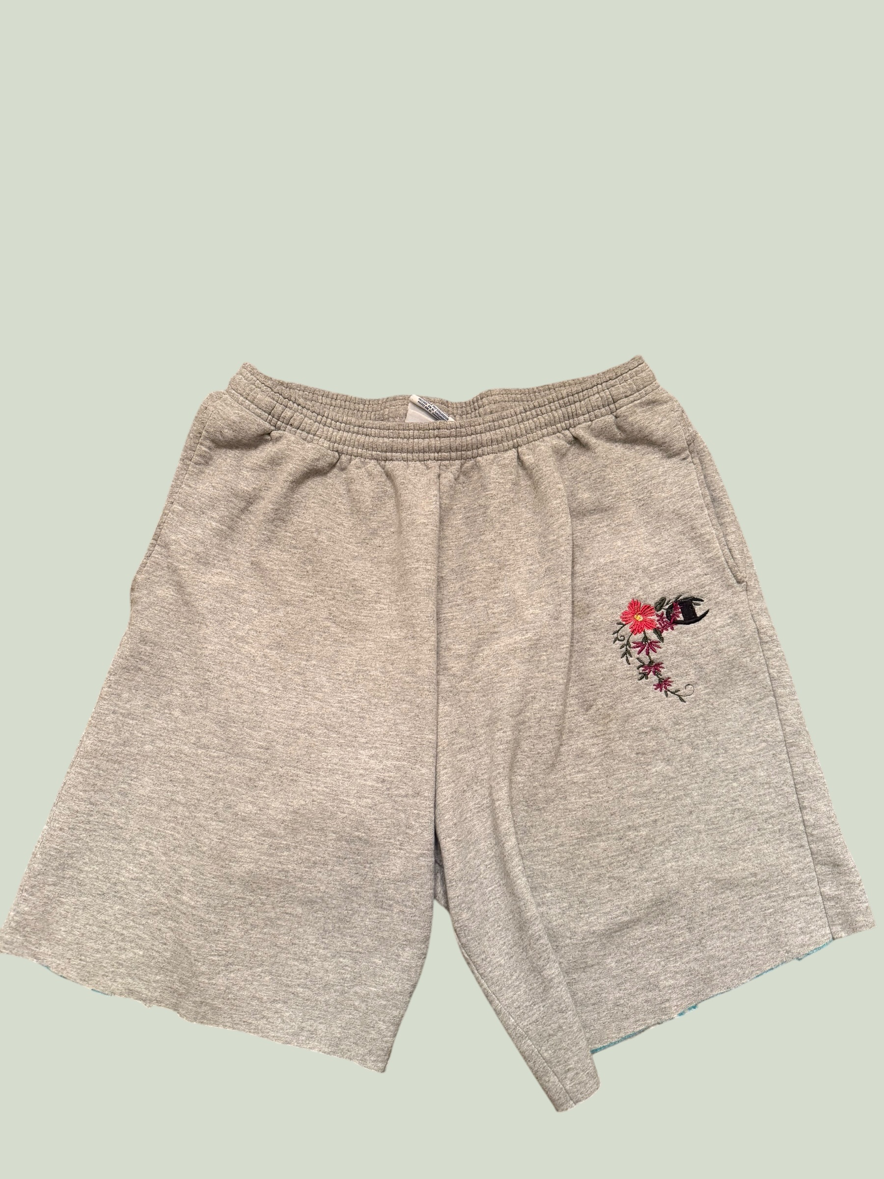 Champion flower embroidered sweat shorts, multiple angles