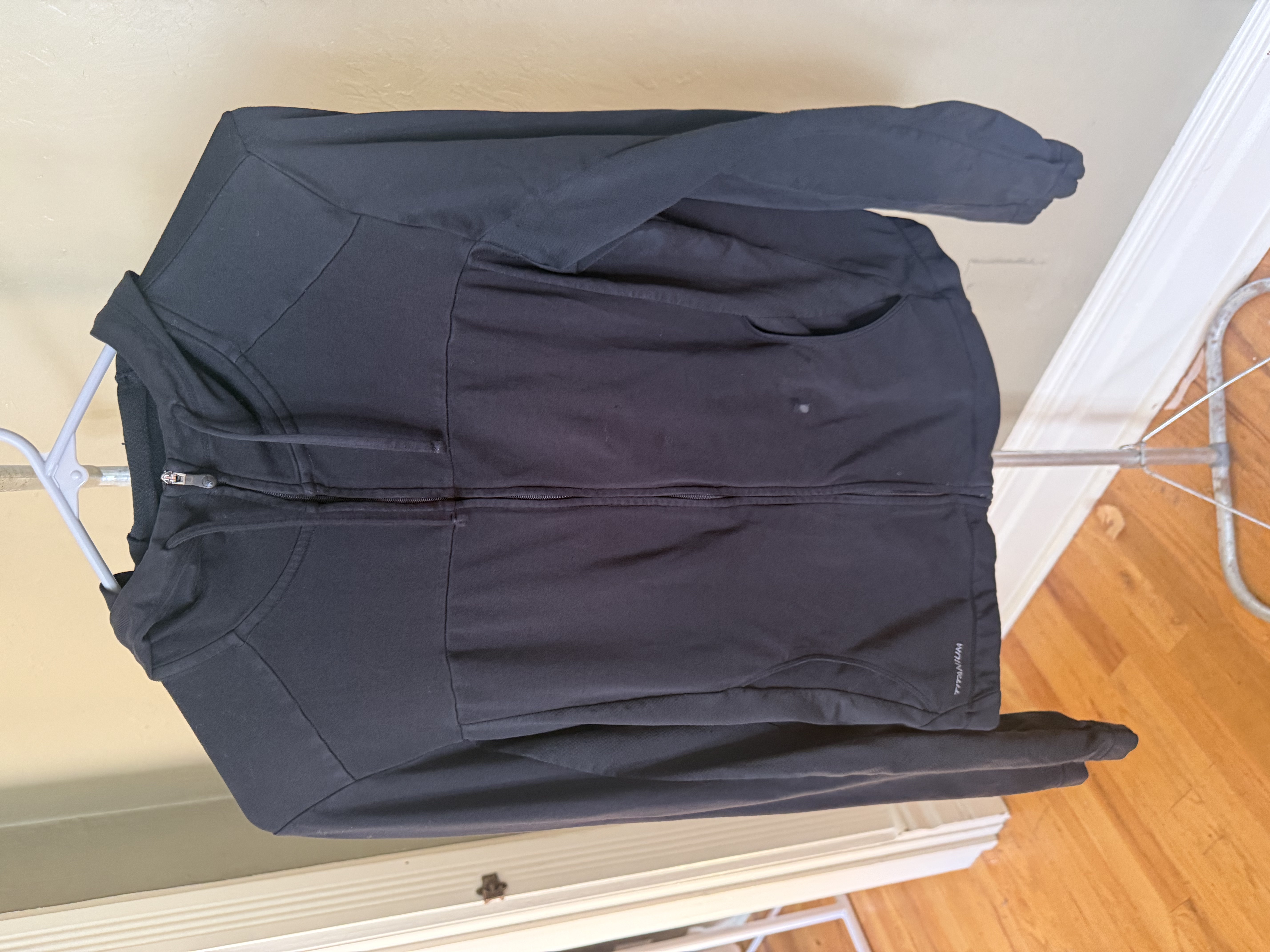 Black Columbia Sportswear zip-up jacket, multiple angles
