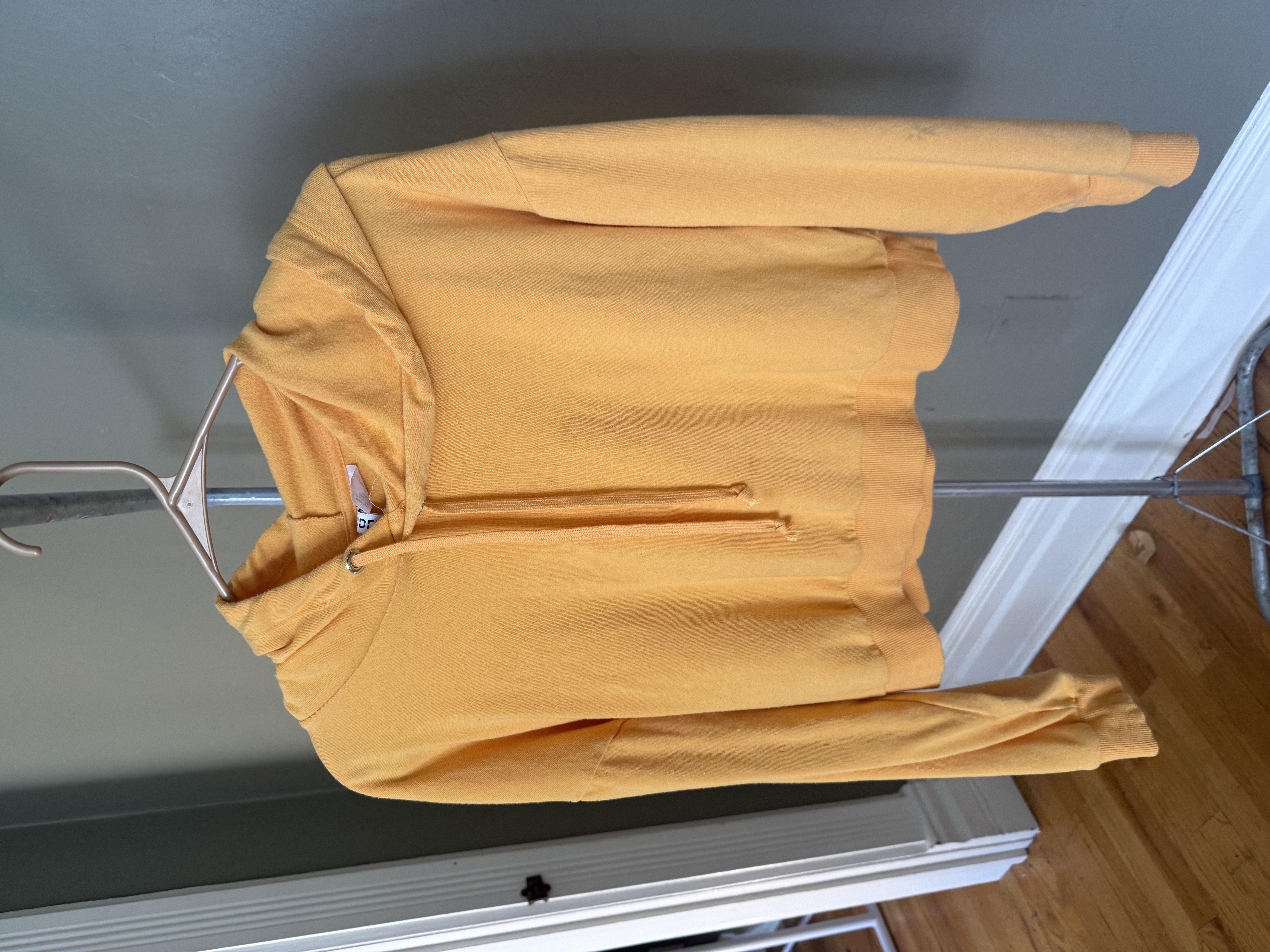 Yellow cropped Divided hoodie, multiple angles