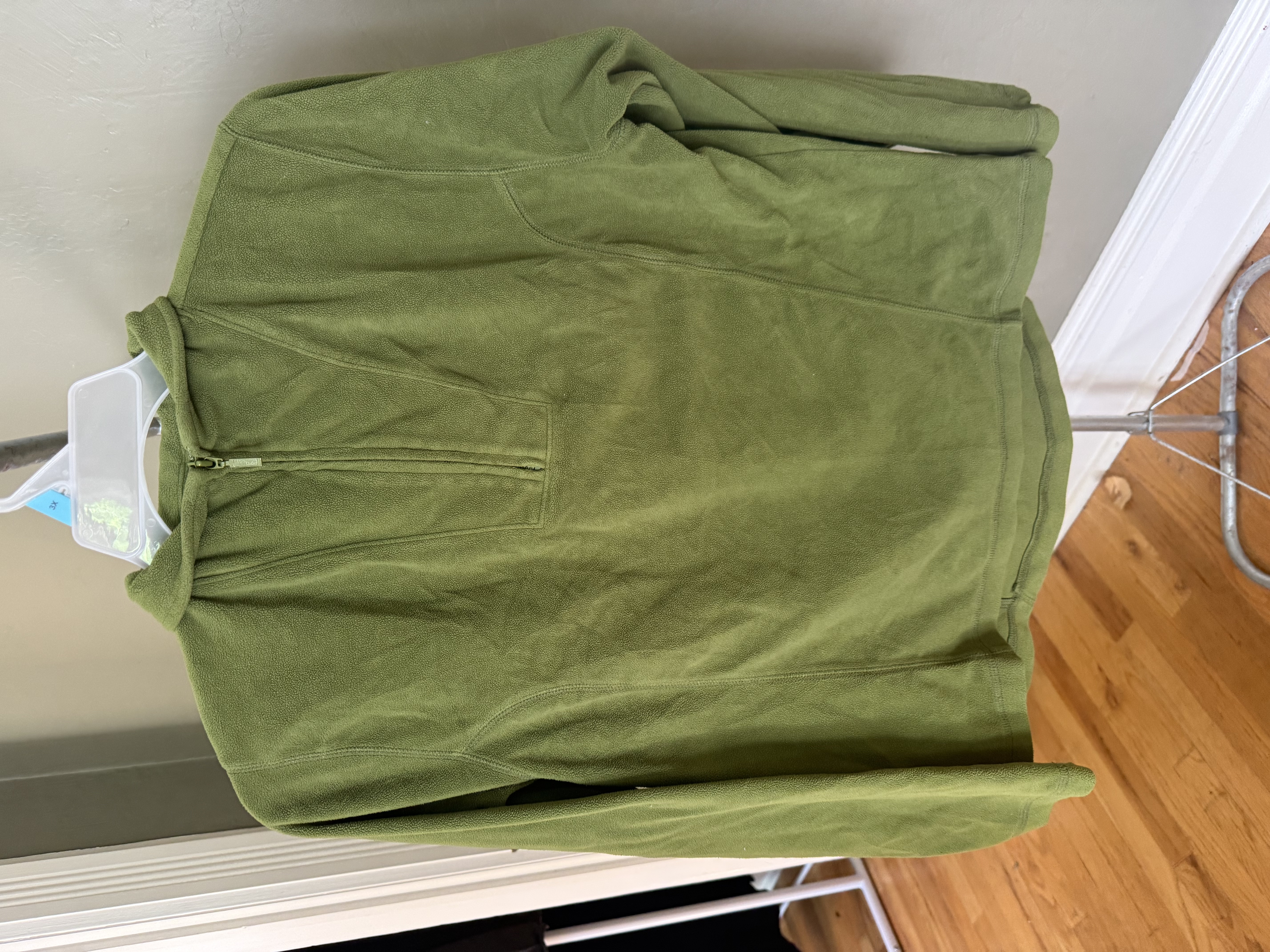 Alpine Design olive green quarter-zip fleece pullover, multiple angles