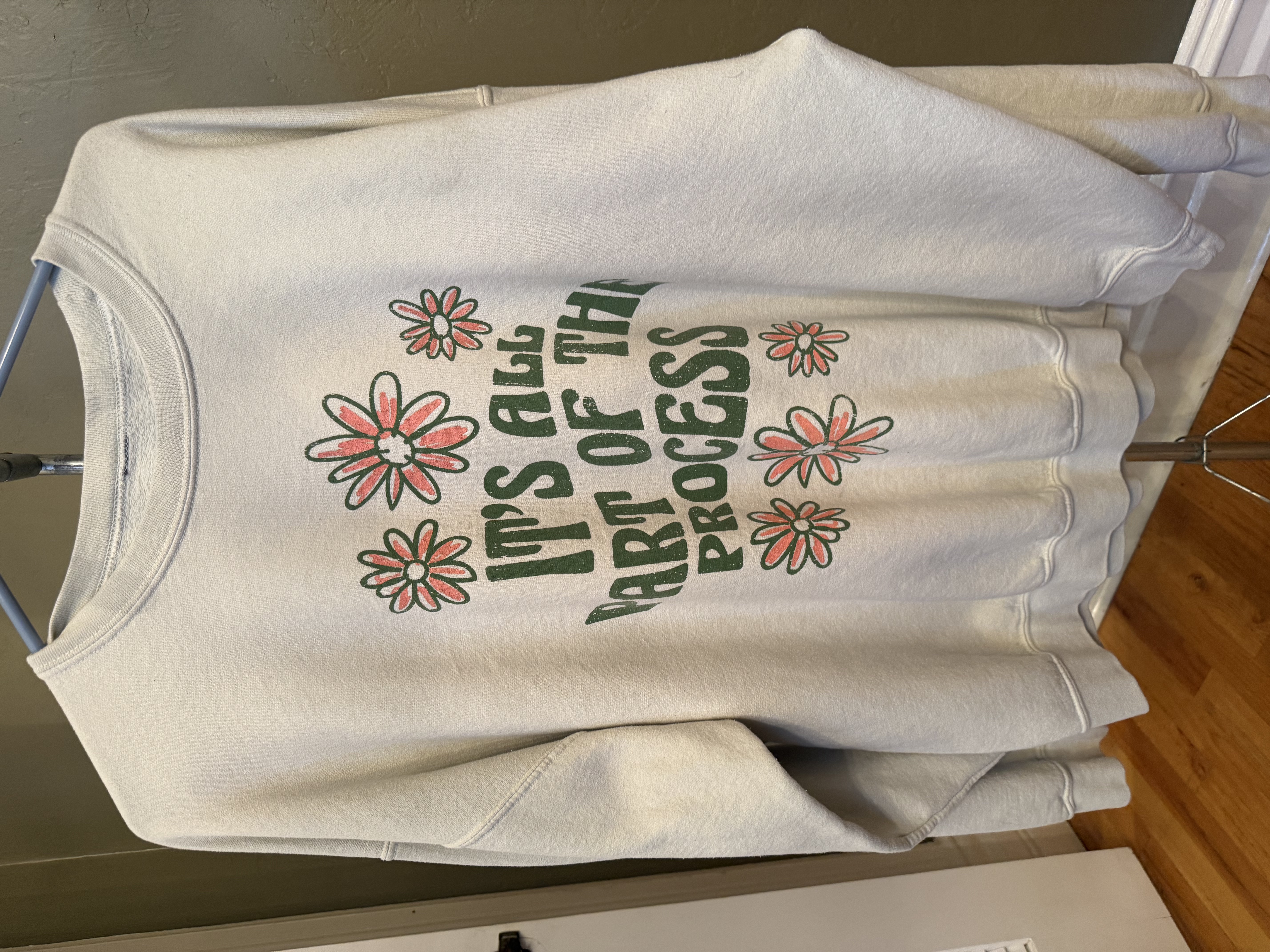 It's All Part Of The Process long sleeve white graphic tee, multiple angles