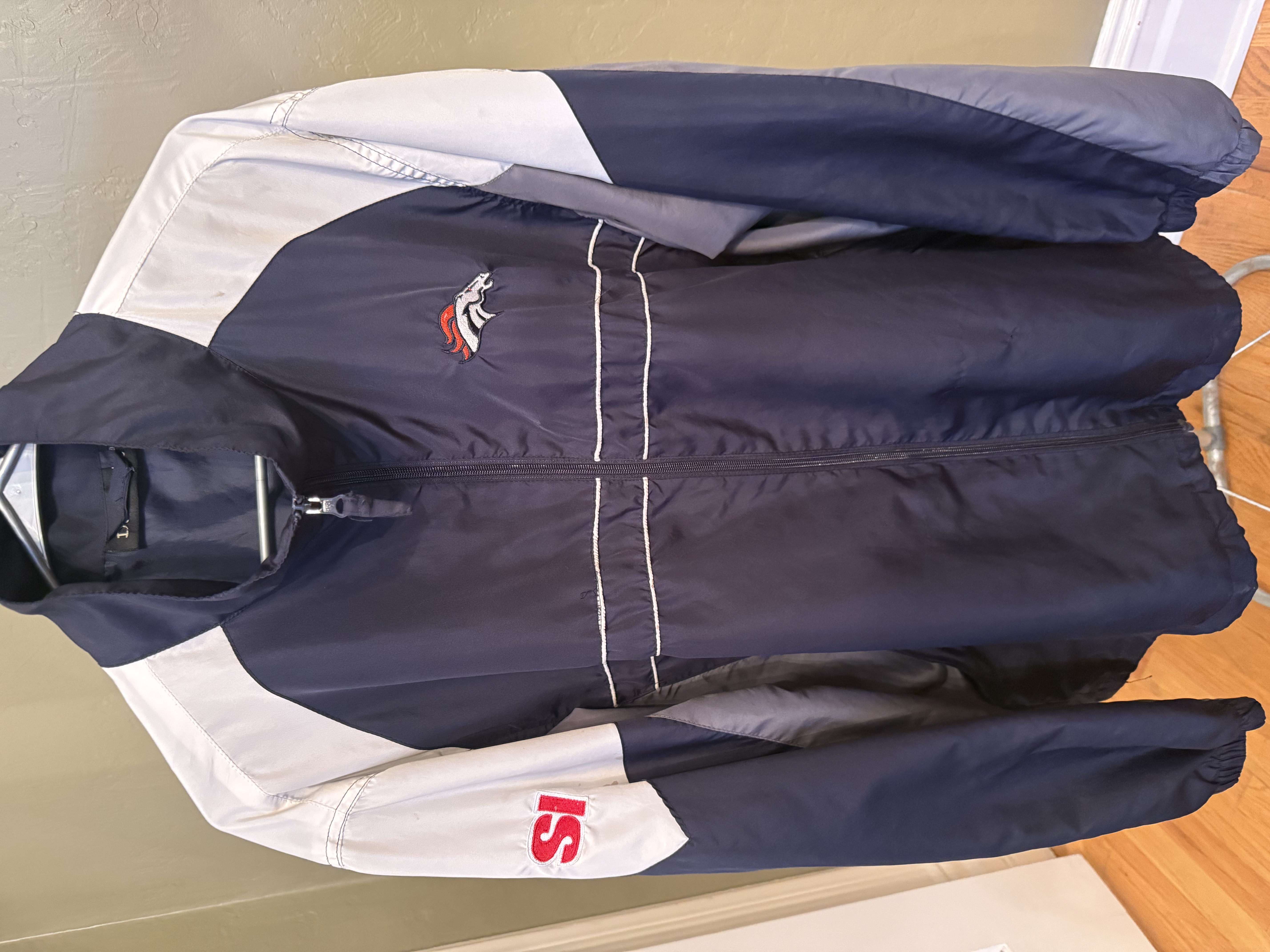 Denver Broncos Sports Illustrated zip-up windbreaker jacket, multiple angles