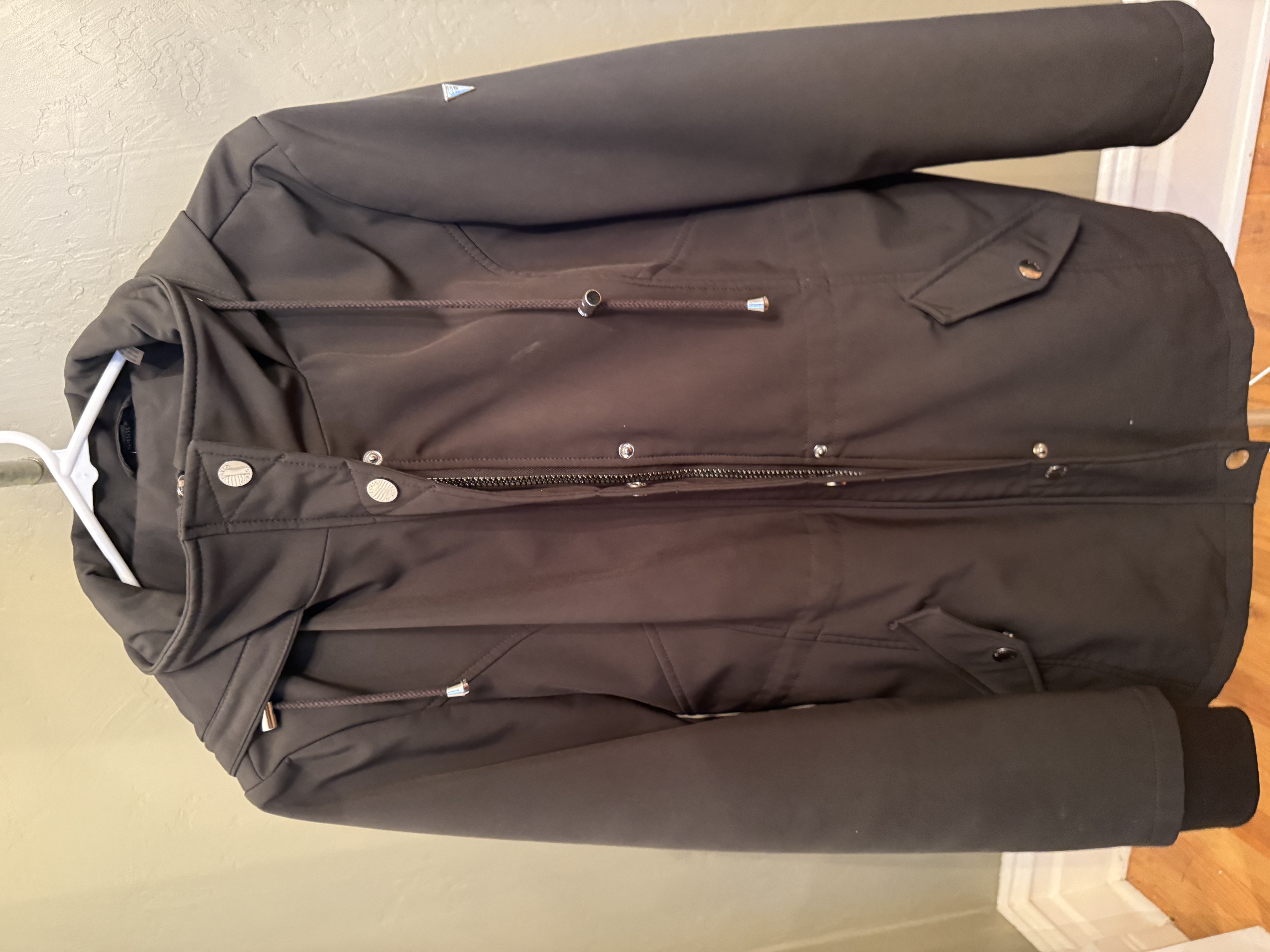 Guess? formal hooded winter jacket, multiple angles
