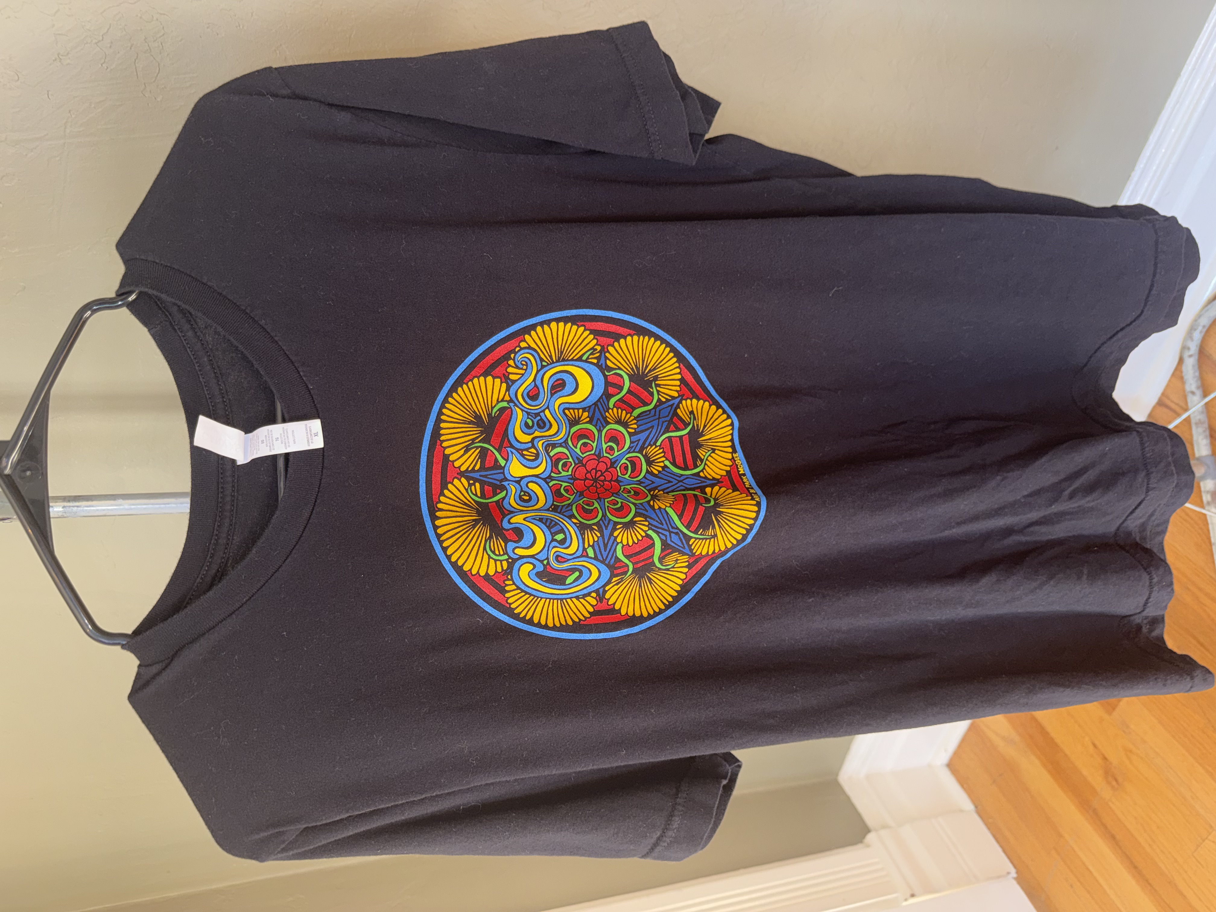 Custom Park McGee design black tee, multiple angles