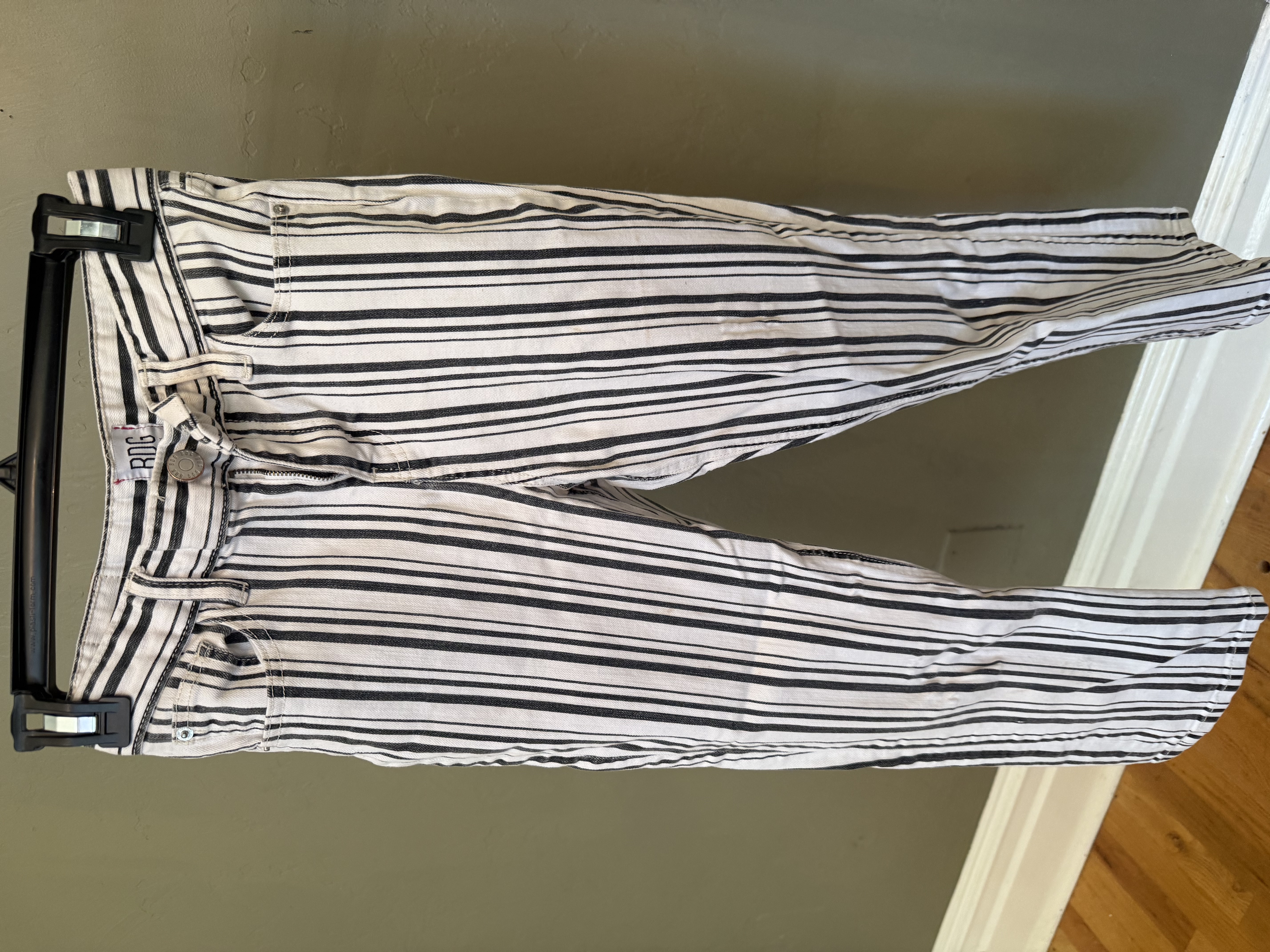 BDG black and white striped high-rise cropped pants, multiple angles