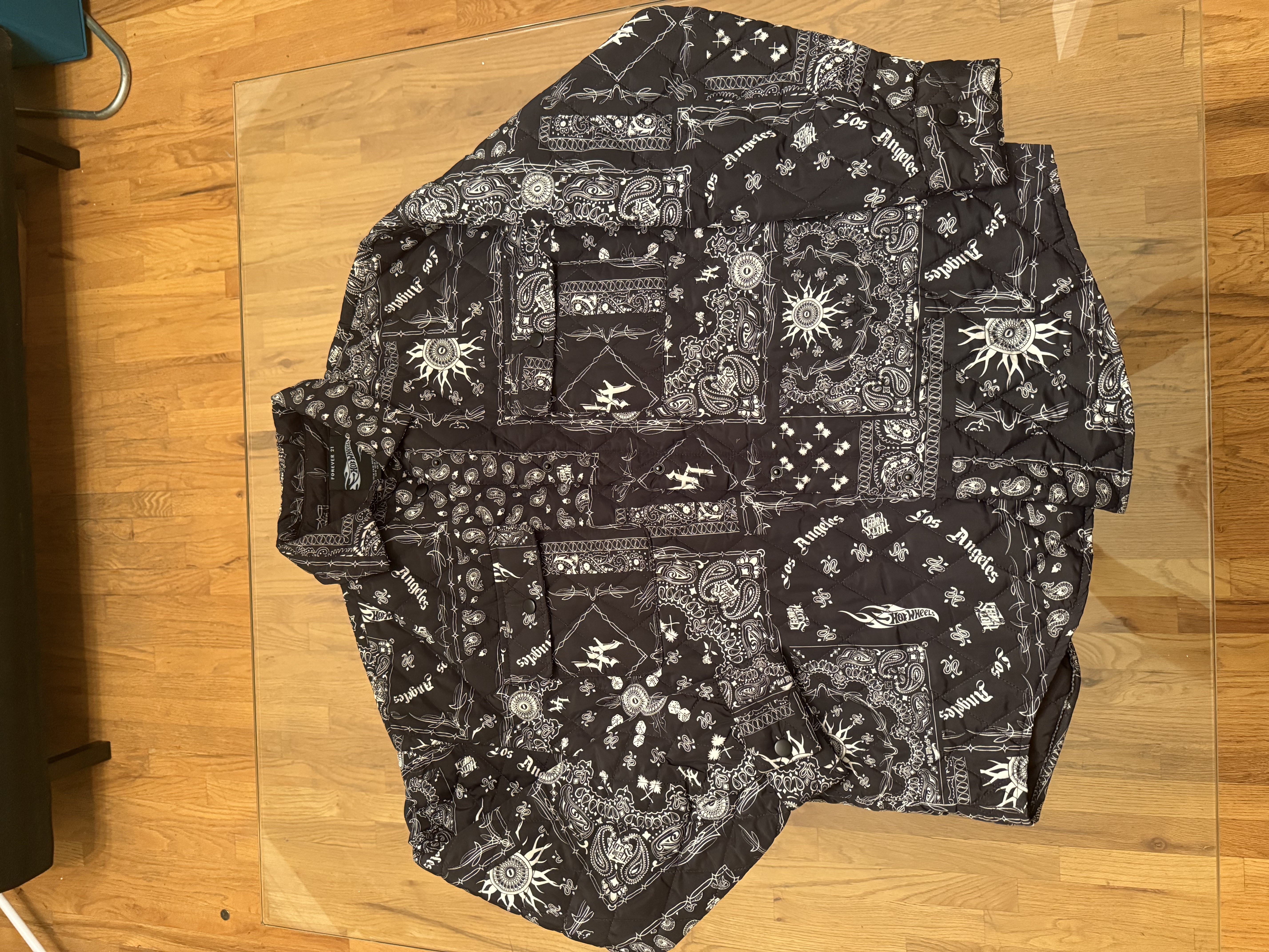 Hot Wheels Los Angeles F21 button-up jacket, multiple angles